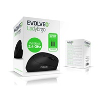 EVOLVEO LadyErgo, tichá vertikální ergonomická myš, 2.4GHz, černá