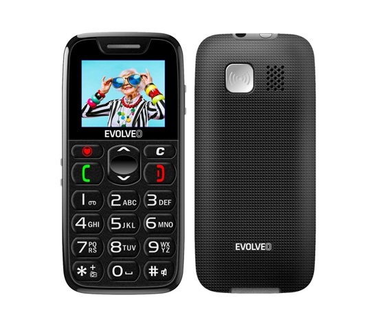 EVOLVEO EasyPhone, mobilní telefon pro seniory s nabíjecím stojánkem, černý