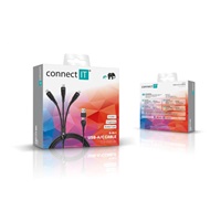 CONNECT IT Nabíjecí kabel Wirez 6v1, USB-C/USB, Lightning + 2x USB-C, 1.25m, černá
