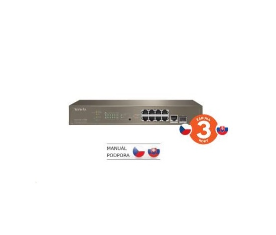 BAZAR - Tenda TEG5310P-8-150W - L3 managed Gigabit PoE AT Switch, 8x PoE AF/AT 10/100/1000Mbps, 1xSFP 1Gbps - poškozený