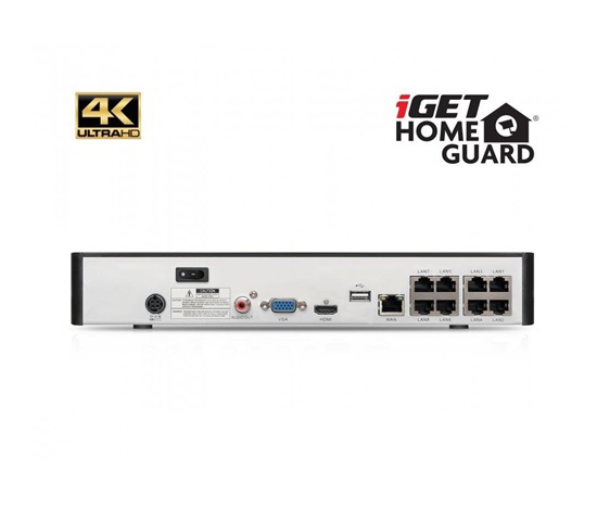 BAZAR iGET HOMEGUARD HGNVK88504 - PoE 4K UltraHD NVR CCTV 8CH + 4x kamera - poškozený obal