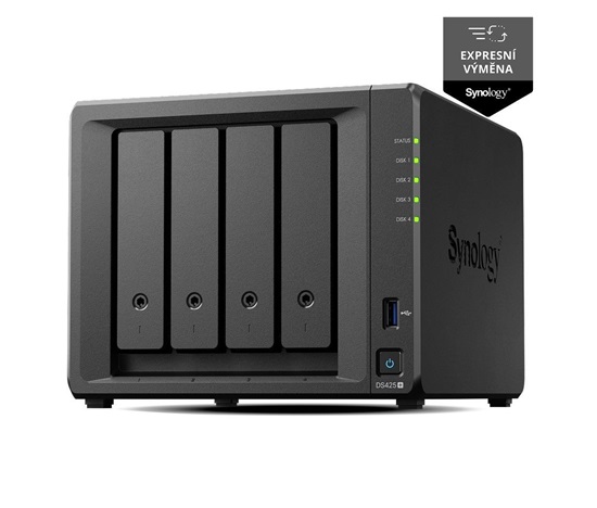 Synology DS425+ DiskStation (4C/CeleronJ4125/2,0-2,7GHz/2GBRAM/4xSATA/2xM.2/2xUSB3.2/1xGbE/1x2,5GbE)