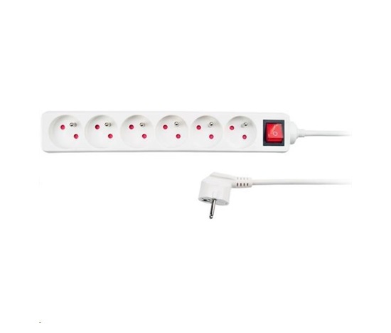 Solight přepěťová ochrana, 8z, USB A+C, 2m, bílá