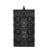 Solight přepěťová ochrana, 8z, USB A+CA, 2m, černá