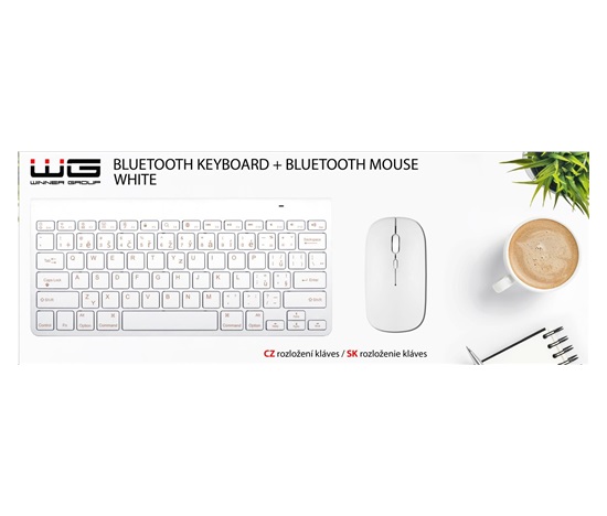 WG - Bluetooth klávesnice s myší, bílá
