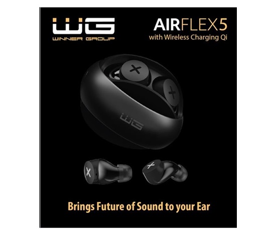 WG - Bluetooth sluchátka WG AirFlex 5, ENC, podpora Qi, černá