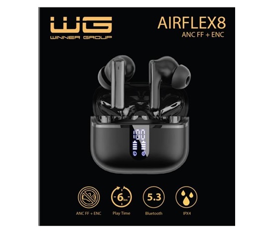 WG - Bluetooth sluchátka WG AirFlex 8, ENC + ANC, černá