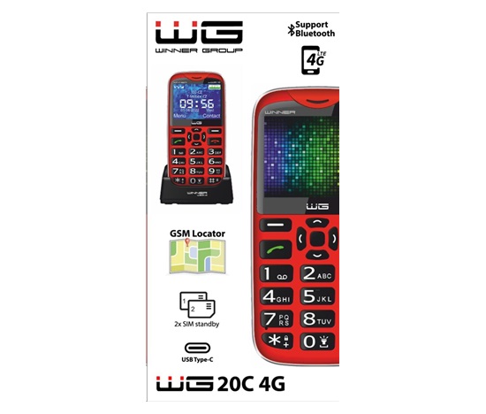 WG - Mobilní telefon WG20C, 4G, tlačítkový, červená