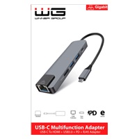 WG - HUB Type-C  4 v1, HDMI + RJ45 + USB3.0, hliníkový