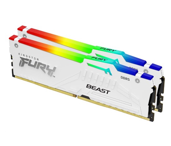 KINGSTON DIMM DDR5 16GB (Kit of 2) 5200MT/s CL40 FURY Beast Bílá RGB XMP