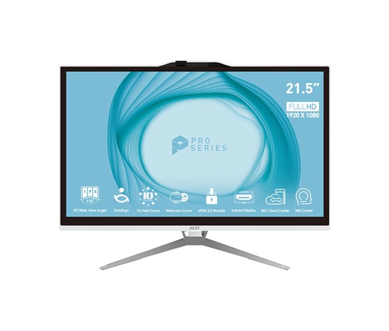 MSI PC AIO PRO AP222T 13M-435EU, Pentium G7400, 21.5" FHD Touch,4GB,128 GB SSD,Intel UHD,W11Pro,White