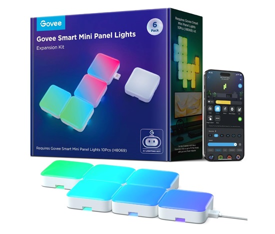 Govee Smart mini RGBIC panely - rozsˇi´rˇeni´ 6ks
