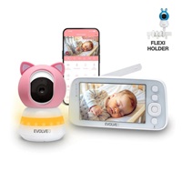 EVOLVEO Baby Monitor N5, Set videochůvičky s 360° dohledem, obousměrnou komunikací a ukolébavkami, růžová