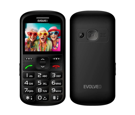 EVOLVEO EasyPhone XS, mobilní telefon pro seniory, černá