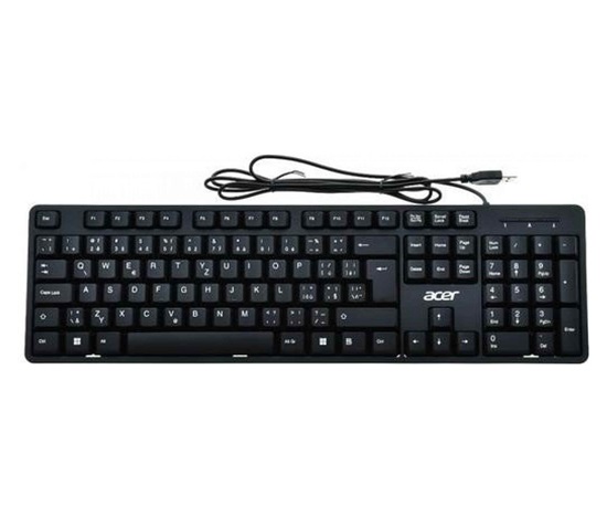 ACER drátová klávesnice AKW100,USB 2.0,5 mil. úhozů,voděodolná,Black