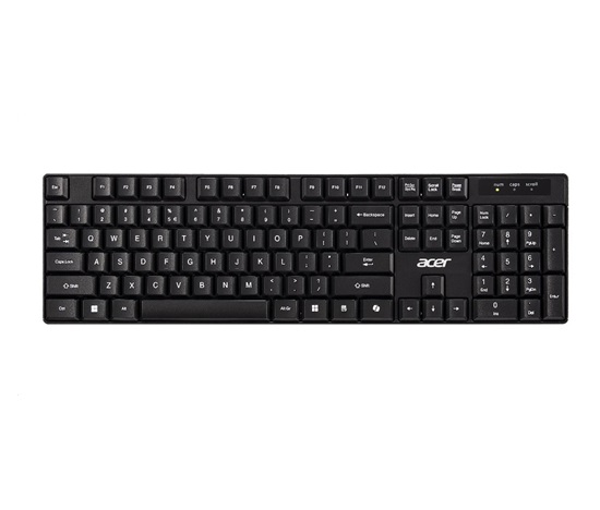 ACER Wireless klávesnice 2,4GHz RF, AKR110, dosah až 10 m, membránové klávesy, životnost až 5 mil. úhozů, voděodolná