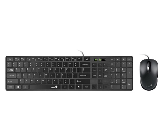 GENIUS set klávesnice + myš Slimstar C126/ Drátový set/ Copilot/ USB/ černá/ CZ+SK layout