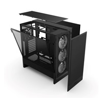 NZXT skříň H5 Flow RGB edition / 1x360 mm RGB core fan / 1x120mm / USB 3.0 / USB-C 3.1 / průhledná bočnice / mesh /černá