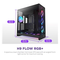 NZXT skříň H9 Flow ARGB+ dvoukomorová ATX / 6xRGB 140 mm / 1x 120mm fan / prosklená / controller / černá