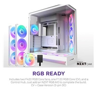 NZXT skříň H9 Flow ARGB+ dvoukomorová ATX / 6xRGB 140 mm / 1x 120mm fan / prosklená / controller / bílá
