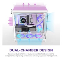 NZXT skříň H9 Flow ARGB+ dvoukomorová ATX / 6xRGB 140 mm / 1x 120mm fan / prosklená / controller / bílá