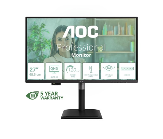 AOC MT 27" Q27P4U - 2560x1440,IPS,120Hz,2xHDMI,1xDP,USBhub,Repro,Pivot