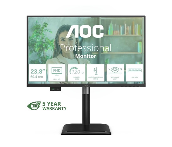 AOC MT 23,8" 24P4U - 1920x1080,IPS,120Hz,1xVGA,1xHDMI,1xDP,USBhub,Repro,Pivot