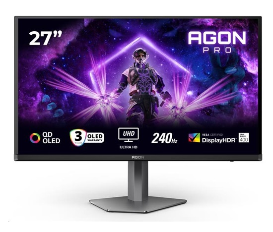 AOC MT 27" AG276UZD - 3840x2160,QD-OLED,240Hz,2xHDMI,1xDP,USBhub,USB-C,PD,Repro,Pivot
