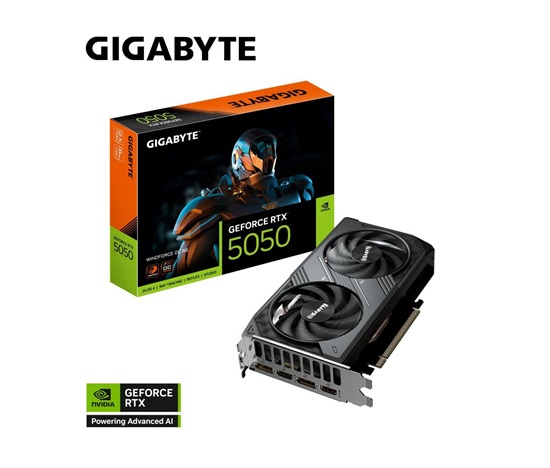 GIGABYTE VGA NVIDIA GeForce RTX 5050 WINDFORCE OC 8G, 8G GDDR6, 2xDP, 2xHDMI