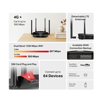 Mercusys MB235-4G WiFi5 EasyMesh router (AC1200, 4G LTE Cat6, 2,4GHz/5GHz,1xGbE LAN/WAN,3xGbE LAN,1xnanoSIM)