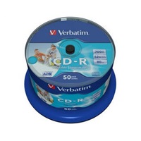 VERBATIM CD-R(50-Pack)Spindle/Inkjet Printable/52x/700MB/ NO ID