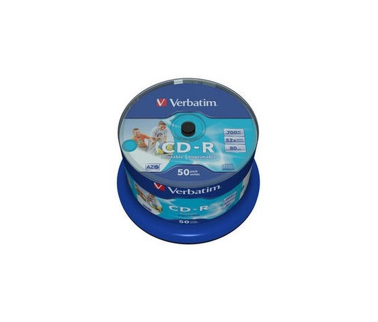 VERBATIM CD-R(50-Pack)Spindle/Inkjet Printable/52x/700MB/ NO ID