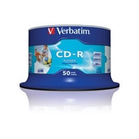 VERBATIM CD-R(50-Pack)Spindle/Inkjet Printable/52x/700MB/ NO ID