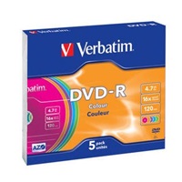 VERBATIM DVD-R(5-Pack)Slim/Colour/16x/4.7GB