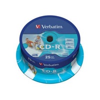 VERBATIM CD-R(25-Pack)Spindle/Printable/52x/700MB/DLP
