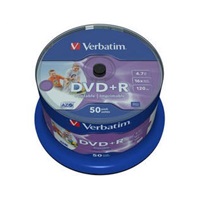 VERBATIM DVD+R(50-Pack)Spindle/Printable/16x/4.7GB/DLP
