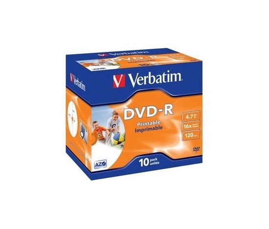 VERBATIM DVD-R (10-pack)Printable/16x/4.7GB/Jewel