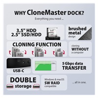 AXAGON ADSA-SC, stacja dokująca USB-C 5Gbps dla 2× SATA 6G 2.5"/3.5" SSD/HDD z funkcją klonowania