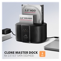 AXAGON ADSA-SC, stacja dokująca USB-C 5Gbps dla 2× SATA 6G 2.5"/3.5" SSD/HDD z funkcją klonowania