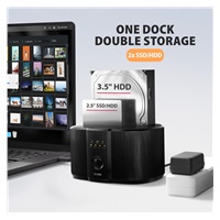 AXAGON ADSA-SC, stacja dokująca USB-C 5Gbps dla 2× SATA 6G 2.5"/3.5" SSD/HDD z funkcją klonowania