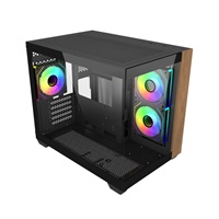 Cooler Master case Elite 481 Wood, ATX, Průhledná bočnice, 3x 120mm ARGB Fan, Černá