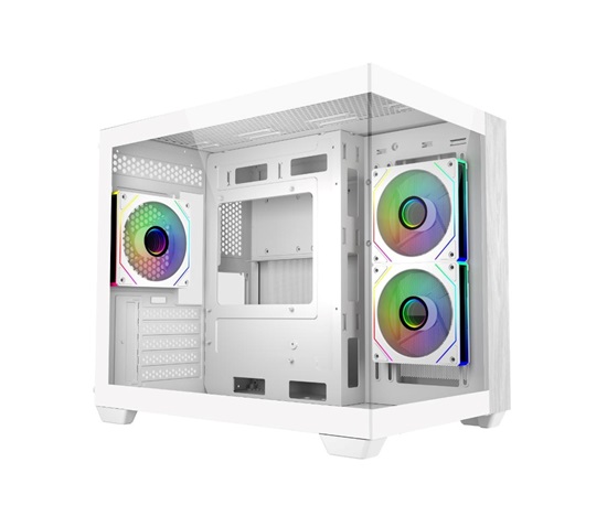 Cooler Master case Elite 481 Wood, ATX, Průhledná bočnice, 3x 120mm ARGB Fan, Bílá