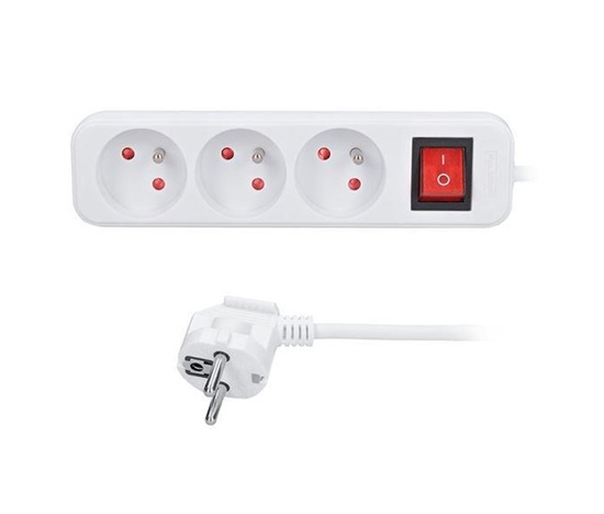 Solight prodlužovací přívod 5m, 3 zásuvky, vypínač, 16A/3680W, PVC, bílý