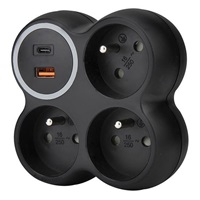 Solight rozbočka, 3x 15A, USB A+C rychlonabíječka 20W PD, matná černá