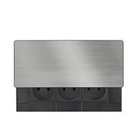 Solight vestavný blok zásuvek s posuvným krytem, 3 zásuvky, 2m, stříbrný