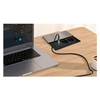 Solight vestavný blok zásuvek s posuvným krytem, 2 zásuvky, USB A+C 65W PD, 2m, stříbrný