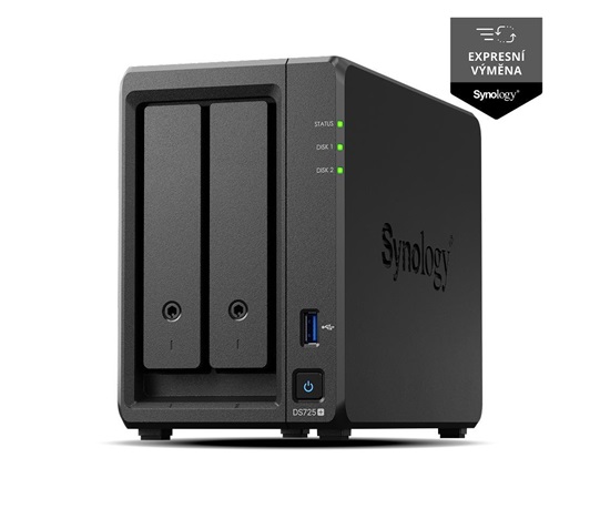 Synology DS725+ DiskStation (2C/RyzenR1600/2,6-3,1GHz/4GBRAM/2xSATA/2xM.2/1xUSB3.2/1x2,5GbE/1xGbE/1xUSB-C)