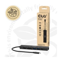 Club3D Dokovací stanice USB-C 7v1, 1xHDMI, 1xUSB-C PD, 2xUSB, 1xRJ45, microSD/SD, černá