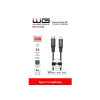 WG - Datový kabel Lightning MFi na Type-C, 1 metr, 3A, černá