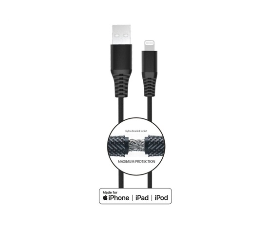 WG - Datový kabel Lightning MFi na USB-A, 20 cm, 2.4A, černá